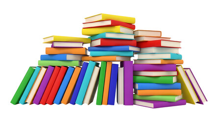 Vibrant stack of books isolated on transparent background