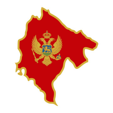 Montenegro map silhouette with flag isolated on white background