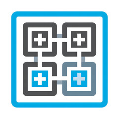 Obraz premium Medical network illustration with connected squares and plus symbols