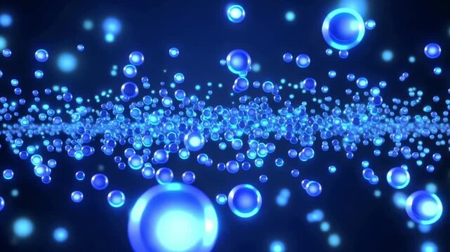 Elegant Electric Blue Abstract Bokeh Animation with Shimmering Light Particles and Soft Depth Blur