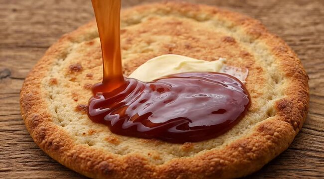 Fresh Baked Bread with Melting Butter Spread &ndash; Closeup Breakfast Delight