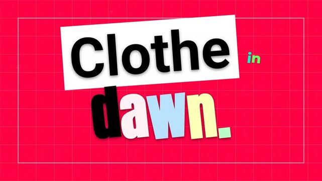 Dynamic text graphic with Clothe and fragmented letters on a red grid background ideal for a motivation quote