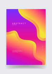 Fototapeta premium A bold and energetic poster featuring organic fluid shapes with a striking purple to orange sunset gradient transition