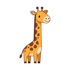 Fototapeta premium Cute Cartoon Giraffe Standing - Adorable Baby Animal Illustration