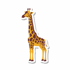Obraz premium Cute Cartoon Giraffe Sticker, Safari Animal Illustration, Isolated on White Background