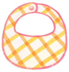 チェック柄のスタイのイラスト ベビーグッズ