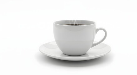 Obraz premium Steaming hot coffee cup on a saucer with rising vapor