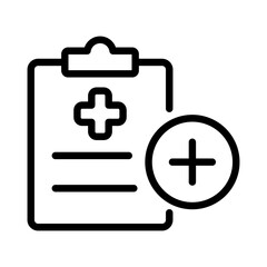 Obraz premium Medical coverage icon showing a clipboard with a cross for health records and policy