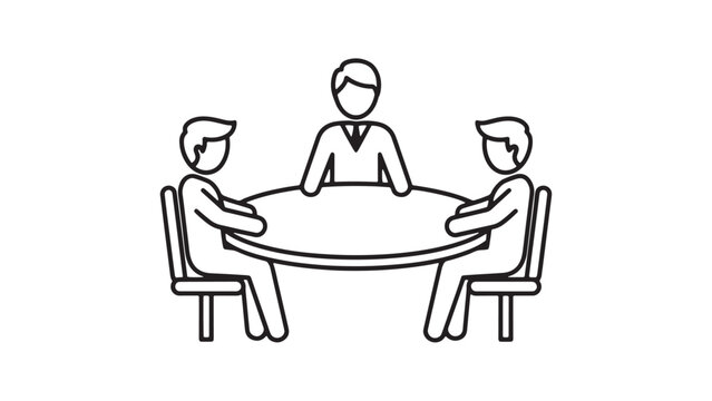 Executive Meeting Illustration Manager Leading Discussion with Team for Corporate Planning and Performance Review
