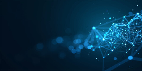 Glowing blue digital vector background featuring an abstract space design with bright stars and light flares for a technology network wallpaper © lima