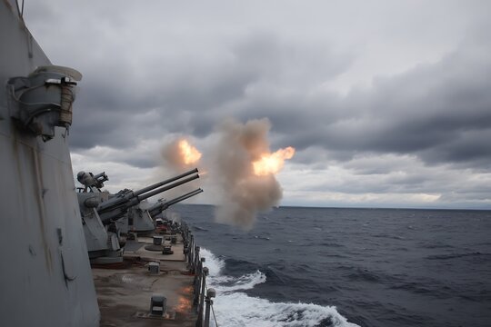 Low Angle Action Shot of Anti Aircraft Gun
