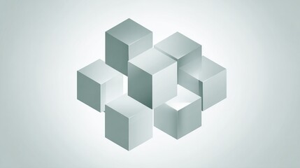 Obraz premium Simple Geometric Shapes: Irregularly Stacked Cubes on Light Gray Background 