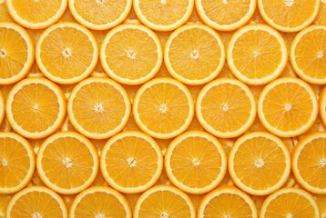 Fototapeta premium Vibrant full frame pattern of fresh orange slices and segments, juicy citrus texture highlighting natural vitamin c, healthy eating, summer freshness and bright color
