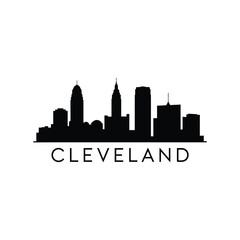 Obraz premium Black silhouette of the cleveland skyline with city name below