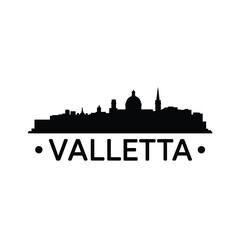 Fototapeta premium Valletta skyline silhouette with city name typography below
