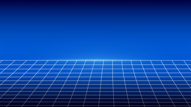 Vibrant Retro-Futuristic Cyber Grid Background with Electric Blue Glow and Synthwave Aesthetics