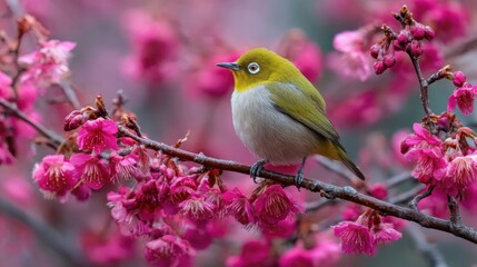 梅の花とメジロ