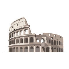 Naklejka premium Colosseum Rome Italy Ancient Roman Amphitheatre Landmark Architecture Illustration
