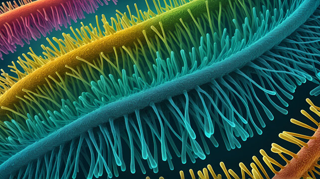 Vibrant Visualization of Pseudomonas Aeruginosa Bacteria Structure