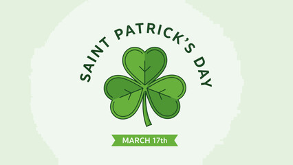 Green Four Leaf Clover Saint Patricks Day Illustration.