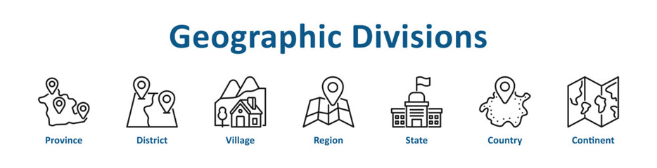 Fototapeta premium -Geographic Divisions icon banner and collection