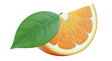 Orange Slice with Green Leaf