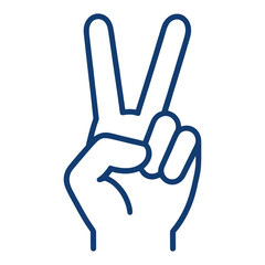 Obraz premium Blue Outline Peace Sign Hand Gesture UI Icon for App UI