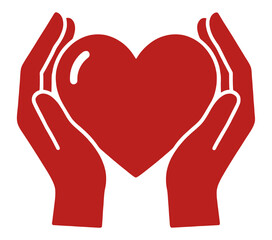 Obraz premium Filled Red Hands Holding Heart Vector Icon for App UI