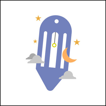 Ramadan lamp decorated with moon, stars and clouds