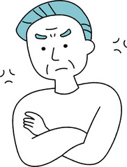 イライラしているシニア男性単色