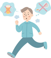 健康のためにジョギングをする若い男性