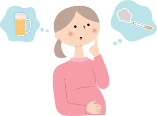 飲酒や喫煙について考える妊婦さん