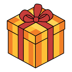 Fototapeta premium Isometric Gift Box with Red Ribbon 3D Icon for Web Interface