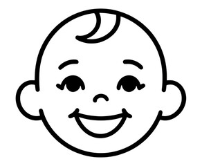 Obraz premium Outline Baby Face With Curly Hair Line Icon for App UI
