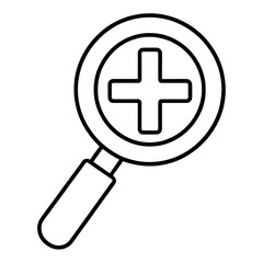 Obraz premium Outline Magnifying Glass with Plus Symbol UI Icon for App UI