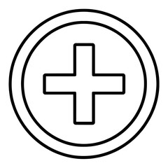 Obraz premium Outline Medical Cross Symbol UI Icon for App UI