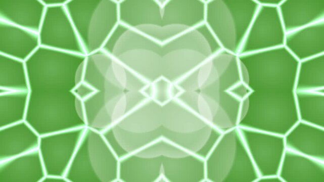 Abstract green glowing geometric cyber cell pattern background
