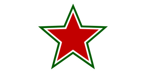 Obraz premium Red Five-Point Star with Green Outline UI Icon for App UI