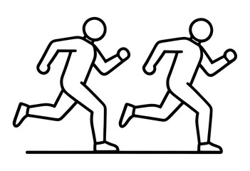 Two Running Figures Outline Line Icon for App UI