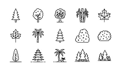 Modern forest and tree line vector icons for UI, website, and app design © Lipi