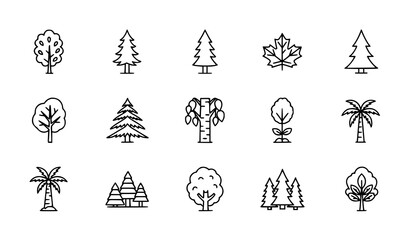 Line tree and forest icon vector bundle for web, app, and UI design © Lipi