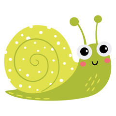 Cute bright snail, flat vector illustration in a simple children's style. Vector illustration