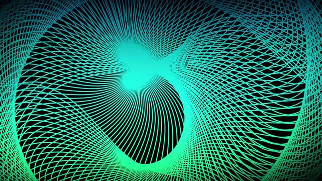 Parallel lines that dynamically warp and flow across the black background. Motion background- Digital dynamic cyber wave animation. Light curve line motion- Many illuminated line dance performances.