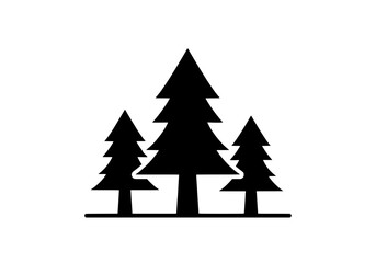 Obraz premium Three pine trees illustration on a simple landscape from a front viewpoint scene