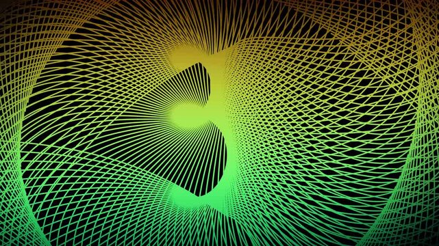 Parallel lines that dynamically warp and flow across the black background. Motion background- Digital dynamic cyber wave animation. Light curve line motion- Many illuminated line dance performances.