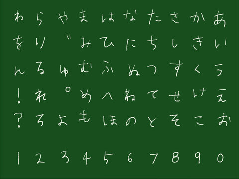 手書き文字セット　黒板　チョークアート　ひらがな