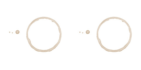 Brown coffee stains isolated on transparent background