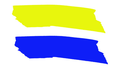 Obraz premium Blue and Yellow Brush Strokes Symbolizing Ukraine Flag Colors on White Background