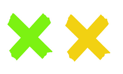 Obraz premium Green and Yellow X Marks, Incorrect and Correct Symbols, Isolated on White Background