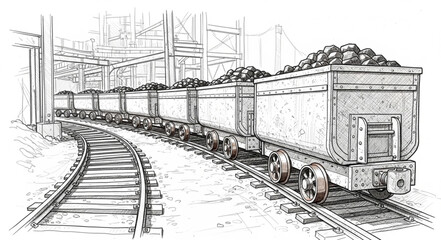 Train on railway tracks illustration. © FURI